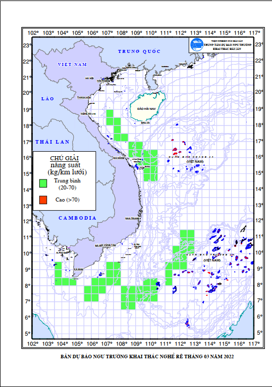 BẢN TIN Dự báo ngư trường khai thác nghề rê (Hạn tháng, tháng 03/2022) (01-03-2022)