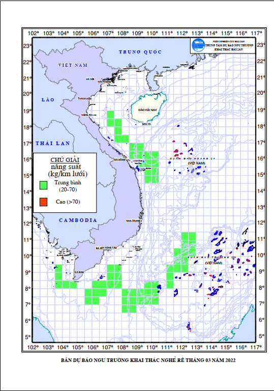 BẢN TIN Dự báo ngư trường khai thác nghề rê (Hạn tháng, tháng 03/2022) (01-03-2022)