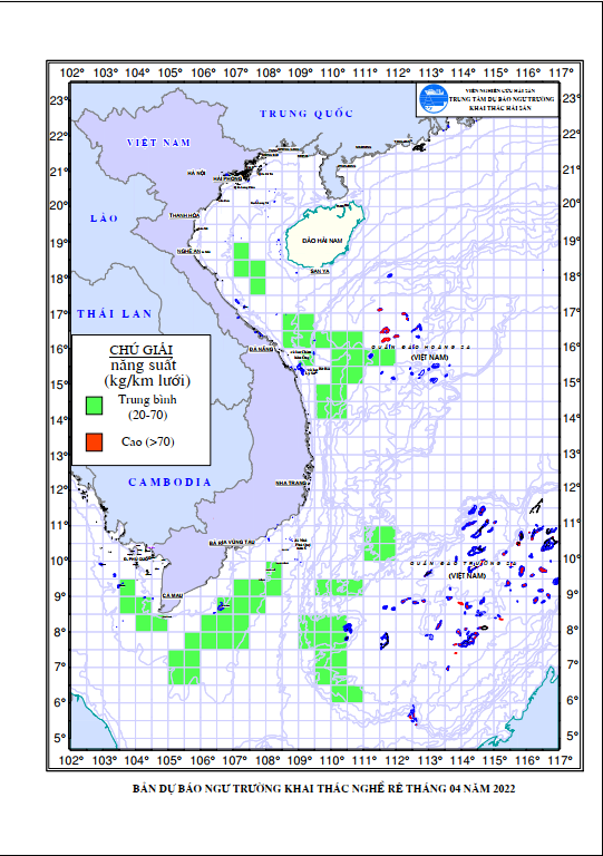 BẢN TIN Dự báo ngư trường khai thác nghề rê (Hạn tháng, tháng 04/2022) (01-04-2022)