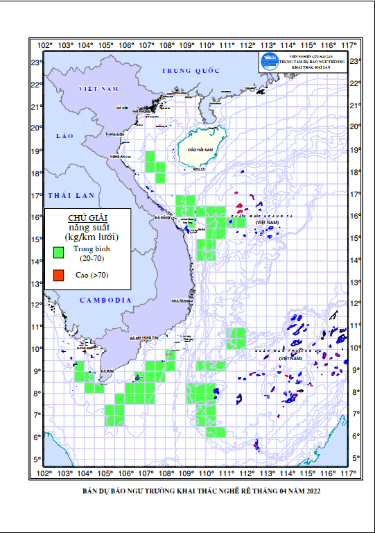 BẢN TIN Dự báo ngư trường khai thác nghề rê (Hạn tháng, tháng 04/2022) (01-04-2022)