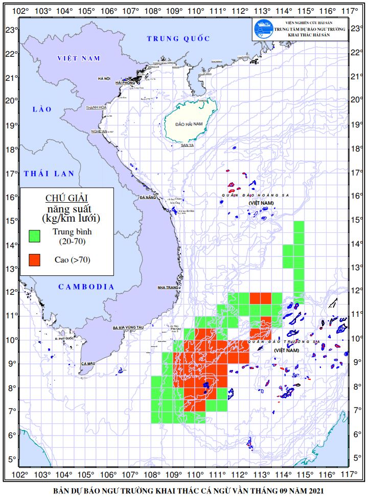 BẢN TIN THỬ NGHIỆM Dự báo ngư trường khai thác cá ngừ vằn (Hạn tháng, tháng 9/2021) (01-09-2021)