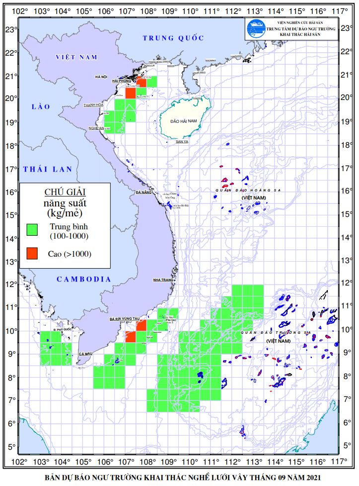 BẢN TIN Dự báo ngư trường khai thác nghề vây (Hạn tháng, tháng 9/2021) (01-09-2021)