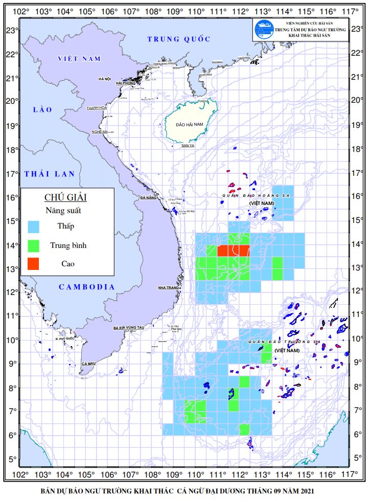 BẢN TIN Dự báo ngư trường khai thác cá ngừ đại dương (Hạn tháng, tháng 09/2021) (01-09-2021)