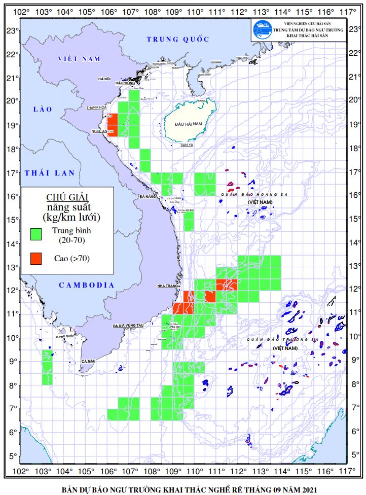 BẢN TIN Dự báo ngư trường khai thác nghề rê (Hạn tháng, tháng 9/2021) (01-09-2021