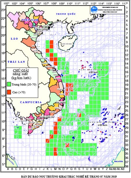 BẢN TIN Dự báo ngư trường khai thác nghề vây (Hạn tháng, tháng 7/2019)