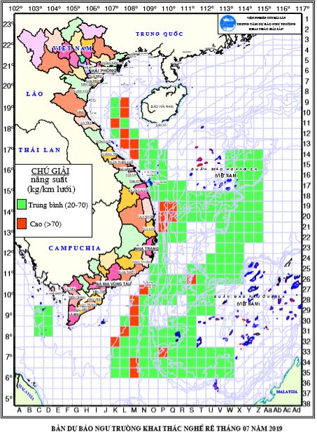 BẢN TIN Dự báo ngư trường khai thác nghề rê (Hạn tháng, tháng 7/2019)