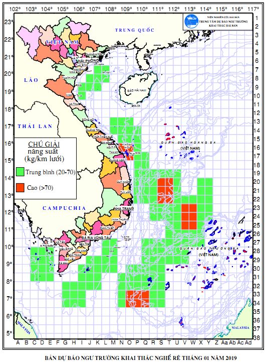 BẢN TIN Dự báo ngư trường khai thác nghề rê (Hạn tháng, tháng 01/2019) (02-01-2019)