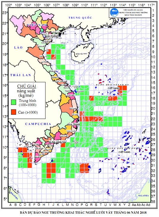 BẢN TIN Dự báo ngư trường khai thác nghề vây (Hạn tháng, tháng 06/2018)