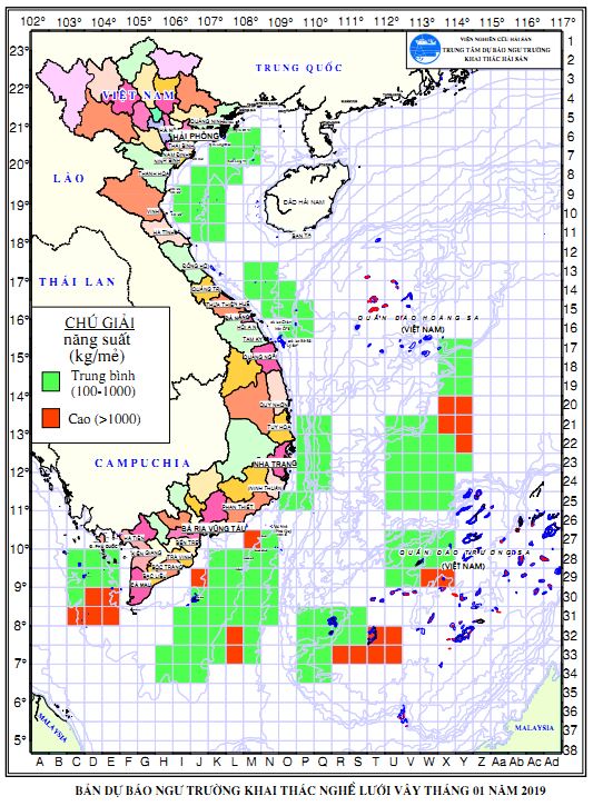 BẢN TIN Dự báo ngư trường khai thác nghề vây (Hạn tháng, tháng 01/2019) (02-01-2019)