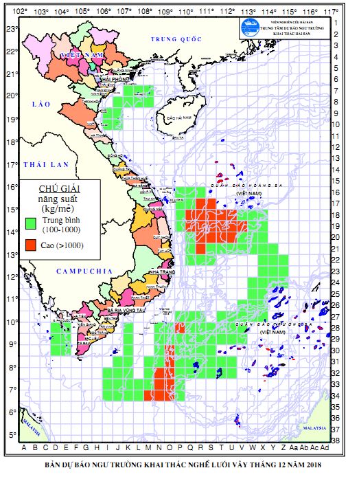 BẢN TIN Dự báo ngư trường khai thác nghề vây (Hạn tháng, tháng 12/2018) (03-12-2018)