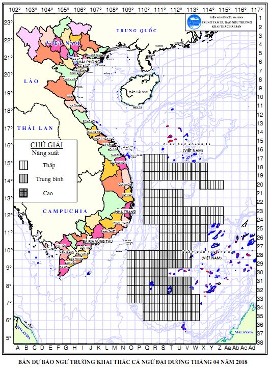 BẢN TIN Dự báo ngư trường khai thác cá ngừ đại dương (Hạn tháng, tháng 04/2018)