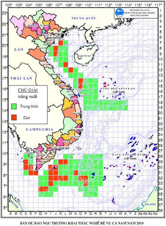 BẢN TIN Dự báo ngư trường khai thác nghề rê  (Hạn mùa, vụ nam 2019) (01-04-2019)