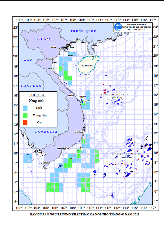 BẢN TIN Dự báo ngư trường khai thác cá nổi nhỏ (Hạn tháng, tháng 3/2022) (01-03-2022)