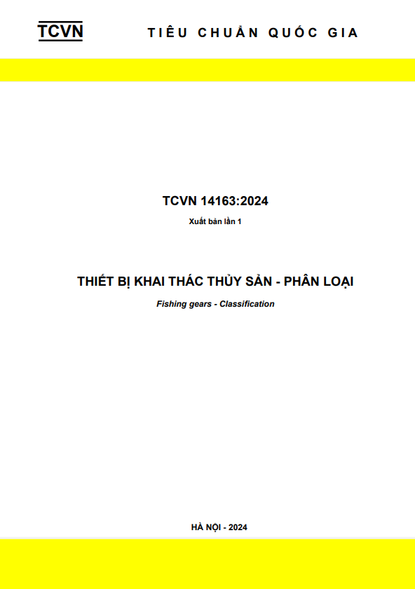 TCVN 14163:2024 - THIẾT BỊ KHAI THÁC THỦY SẢN - PHÂN LOẠI -