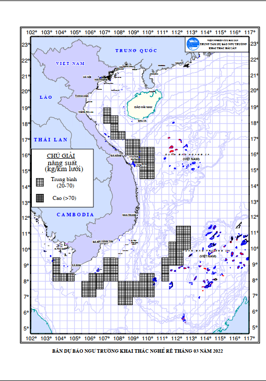 BẢN TIN Dự báo ngư trường khai thác nghề rê (Hạn tháng, tháng 03/2022) (01-03-2022)