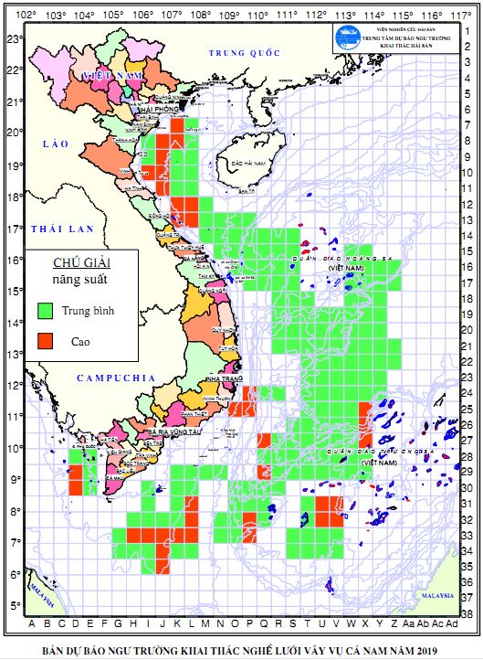BẢN TIN Dự báo ngư trường khai thác nghề vây (Hạn mùa, vụ nam 2019) (01-04-2019)