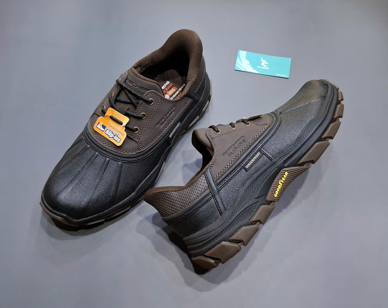 Giày S.K.E.C.H.E.R.S Slip -ins waterproof dế Goodyear -  nâu