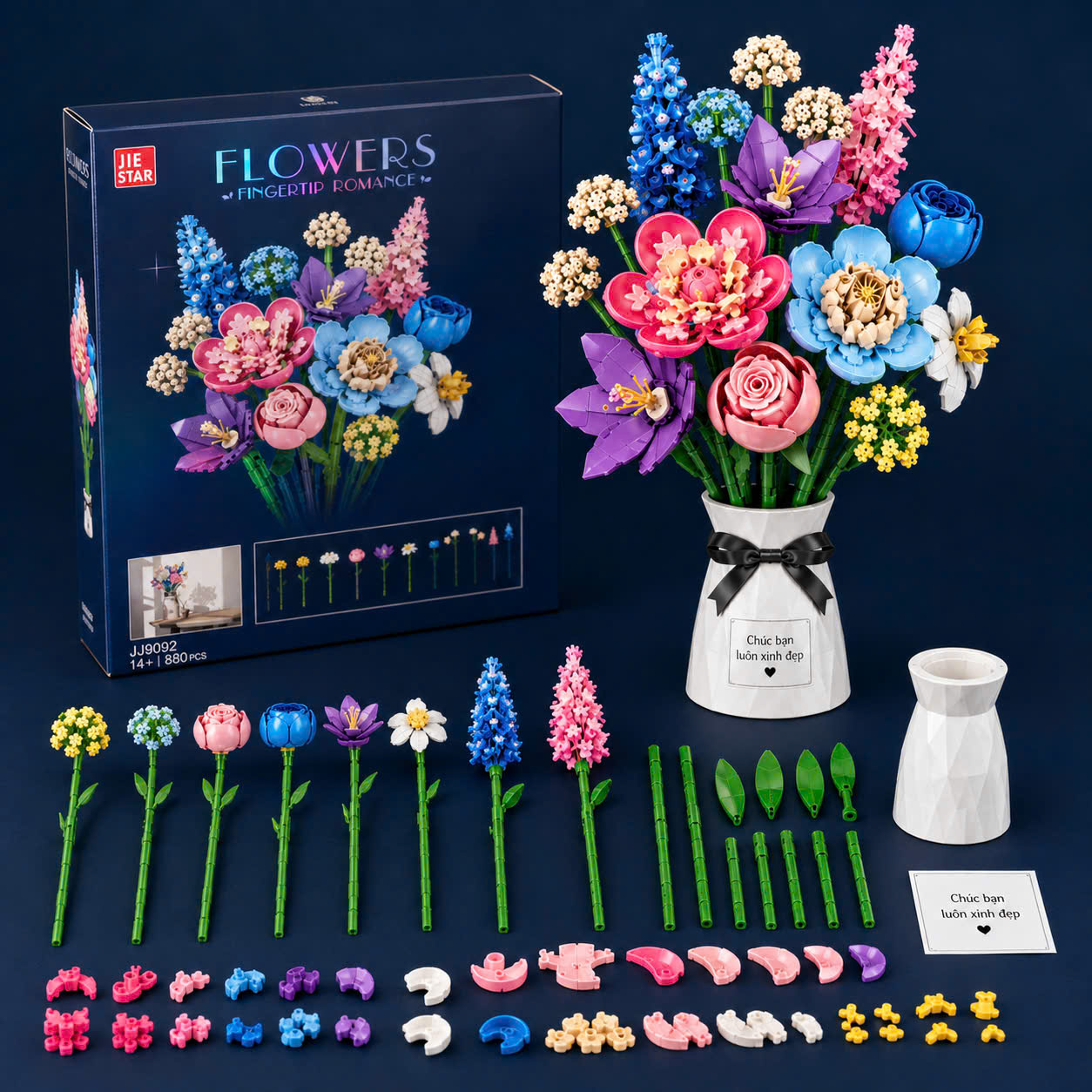 Copy of BỘ LẮP RÁP HOA TÍM JIE STAR PURPLE FLOWERS JJ9258 (624 CHI TIẾT)