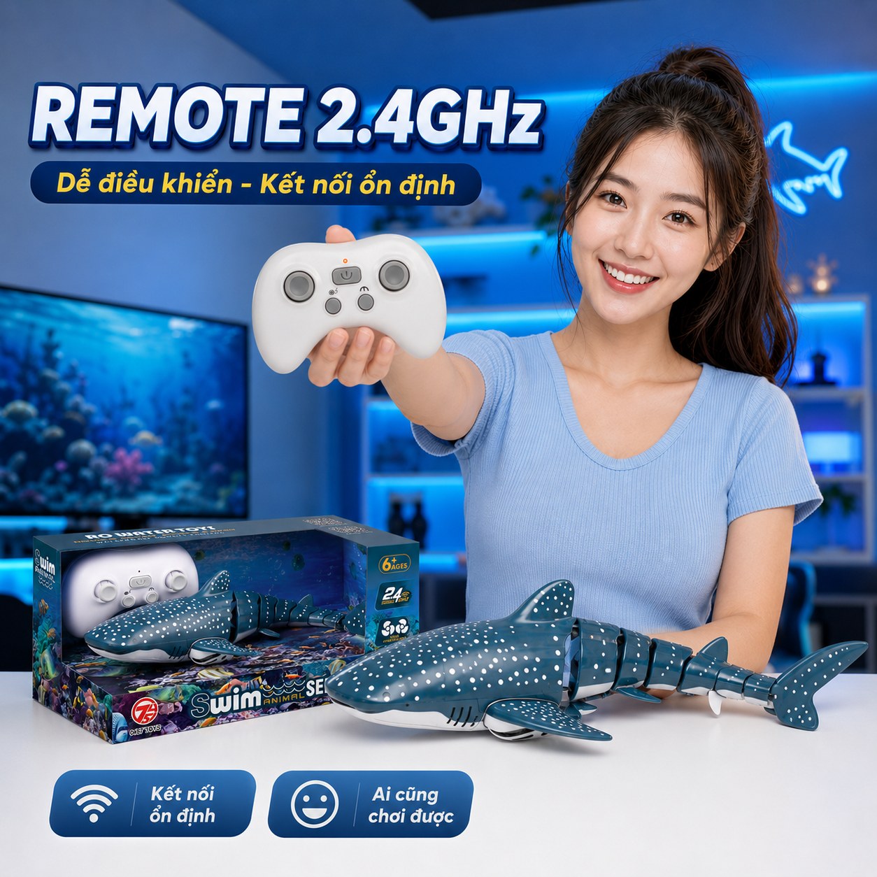 Đồ chơi cá voi điều khiển dưới nước