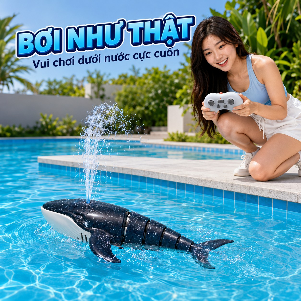Cá Voi Điều Khiển Từ Xa 2.4GHz Phun Nước – Thân Linh Hoạt - ảnh 7