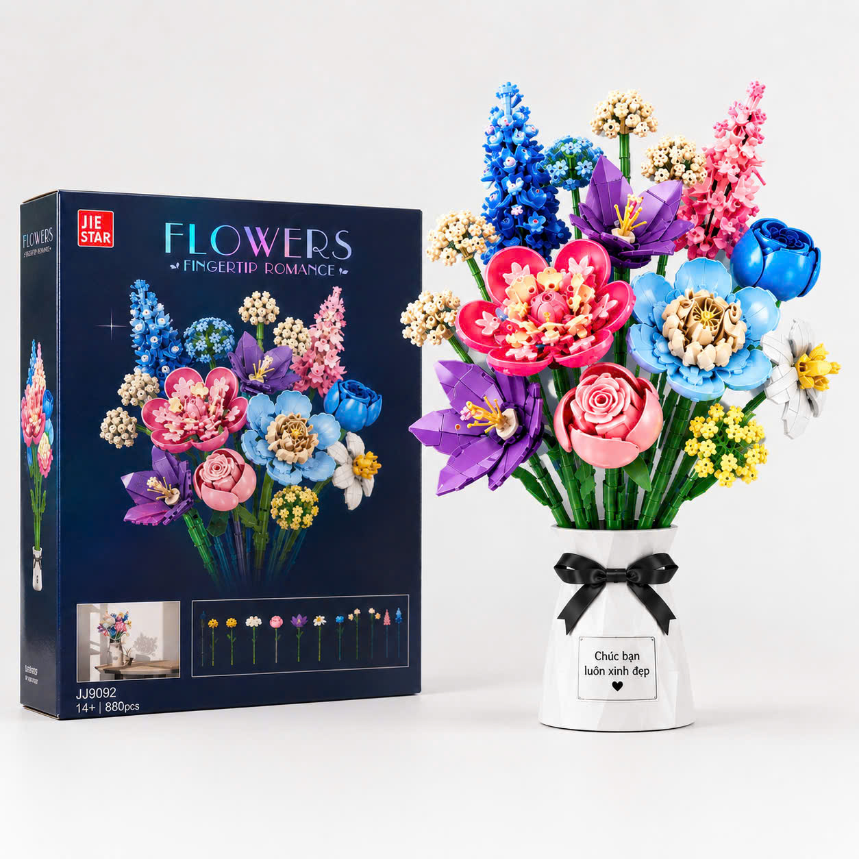 Copy of BỘ LẮP RÁP HOA TÍM JIE STAR PURPLE FLOWERS JJ9258 (624 CHI TIẾT)