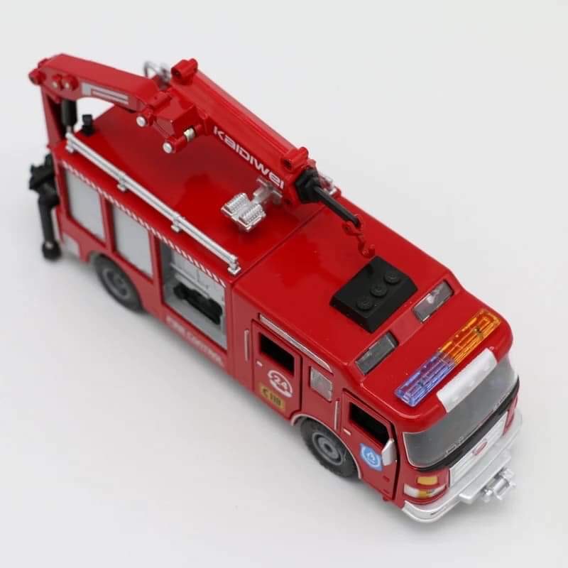 Hộp đồ chơi xe ô tô cứu hỏa bằng kim loại