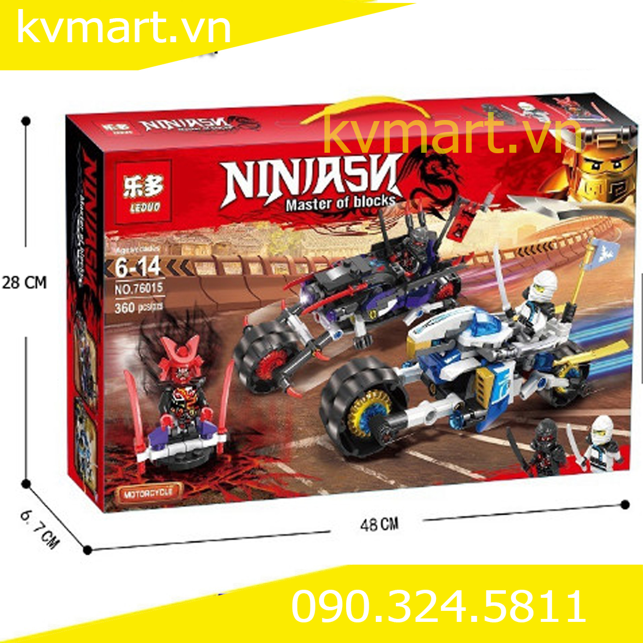 Đồ chơi lego Ninjago đua xe đường phố đuổi bắt Snake Jaguar - LEDUO 76015
