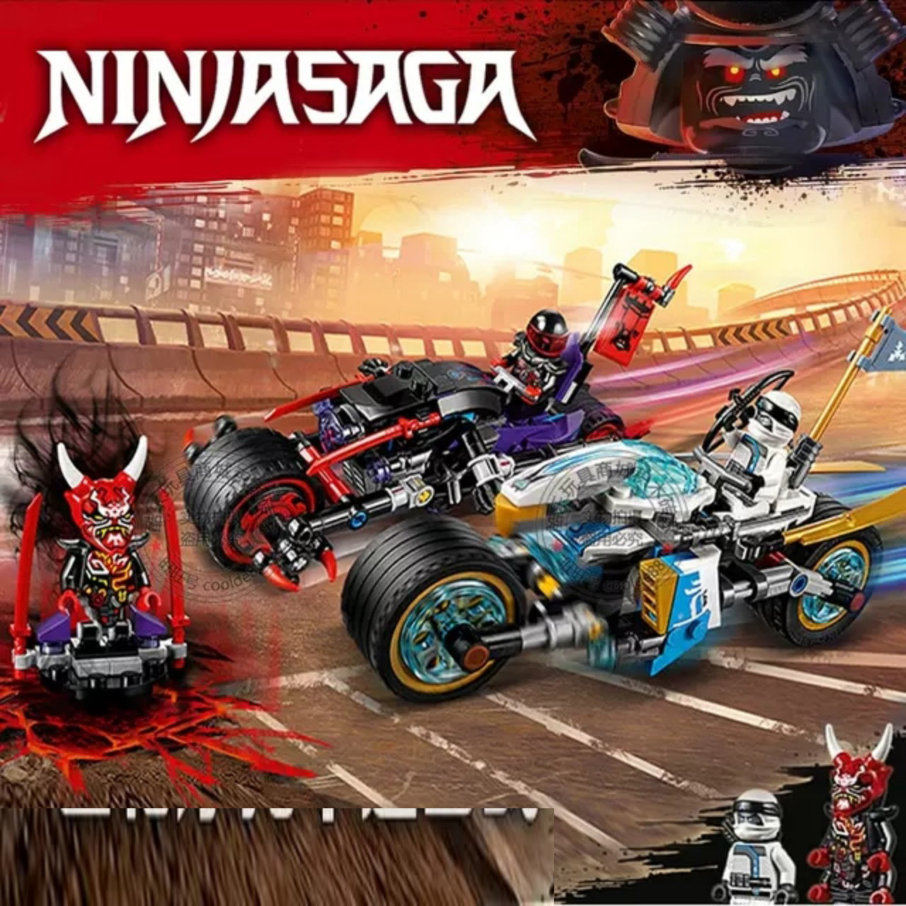 Đồ chơi lego Ninjago đua xe đường phố đuổi bắt Snake Jaguar - LEDUO 76015