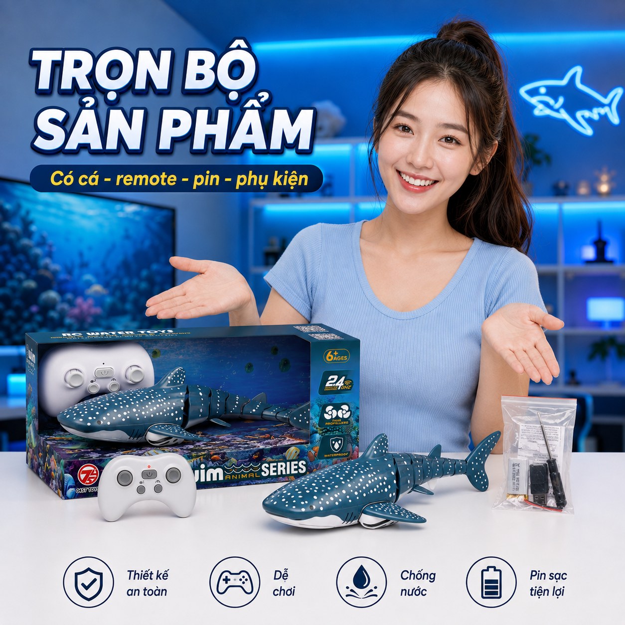 Đồ chơi cá voi điều khiển dưới nước