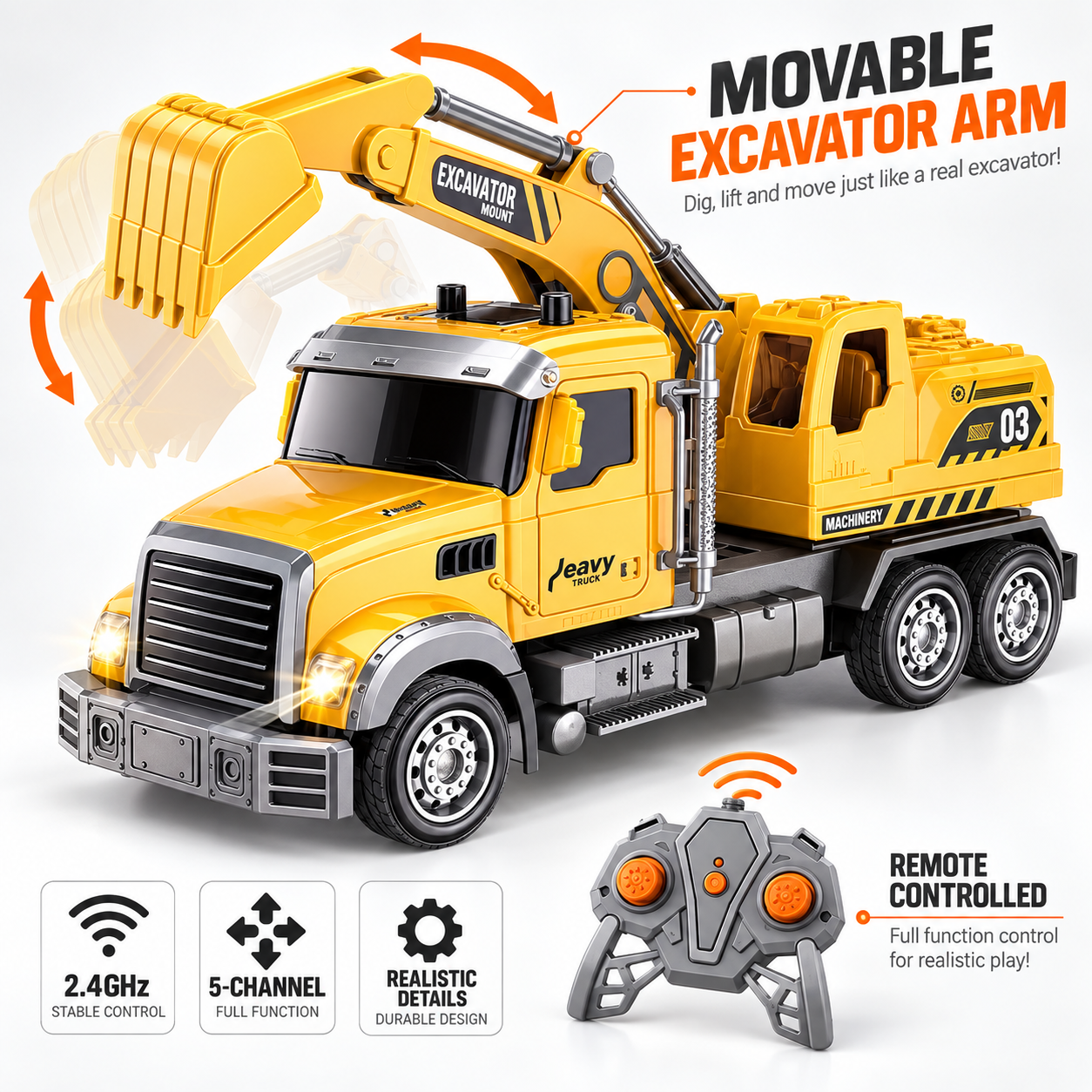 XE CÔNG TRÌNH ĐIỀU KHIỂN TỪ XA MÔ HÌNH MÁY XÚC (MÃ: QH 2026-4)