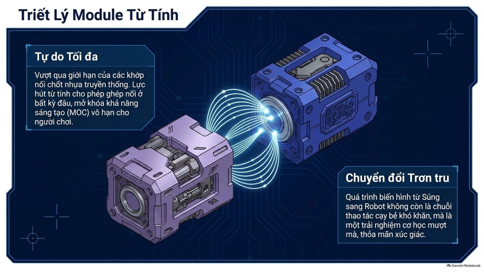 Đồ chơi lego Robot Từ Tính CONGHUINAOGUA Xanh Tím - 6220