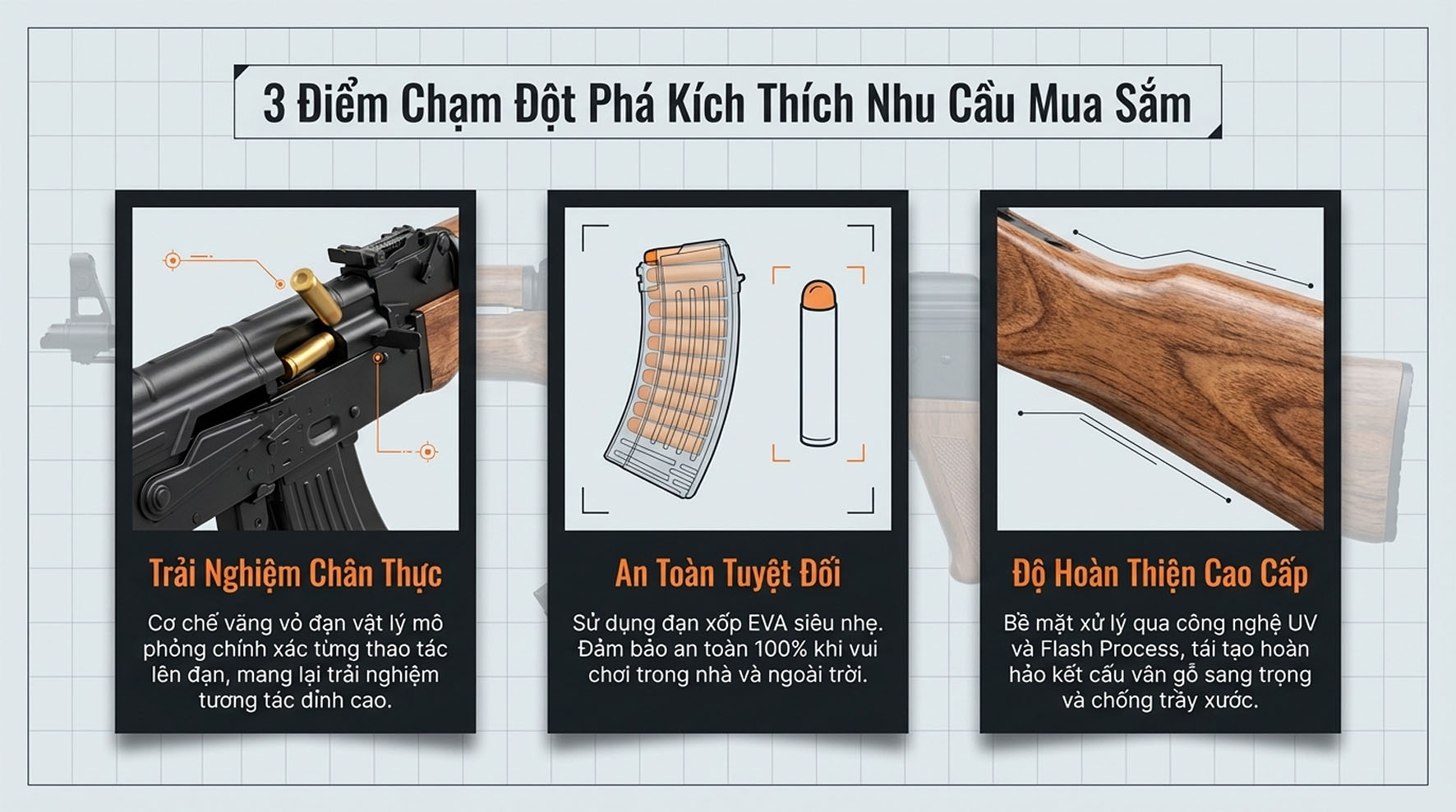 Đồ Chơi AK-47 K50: Mô Hình Đạn Xốp An Toàn