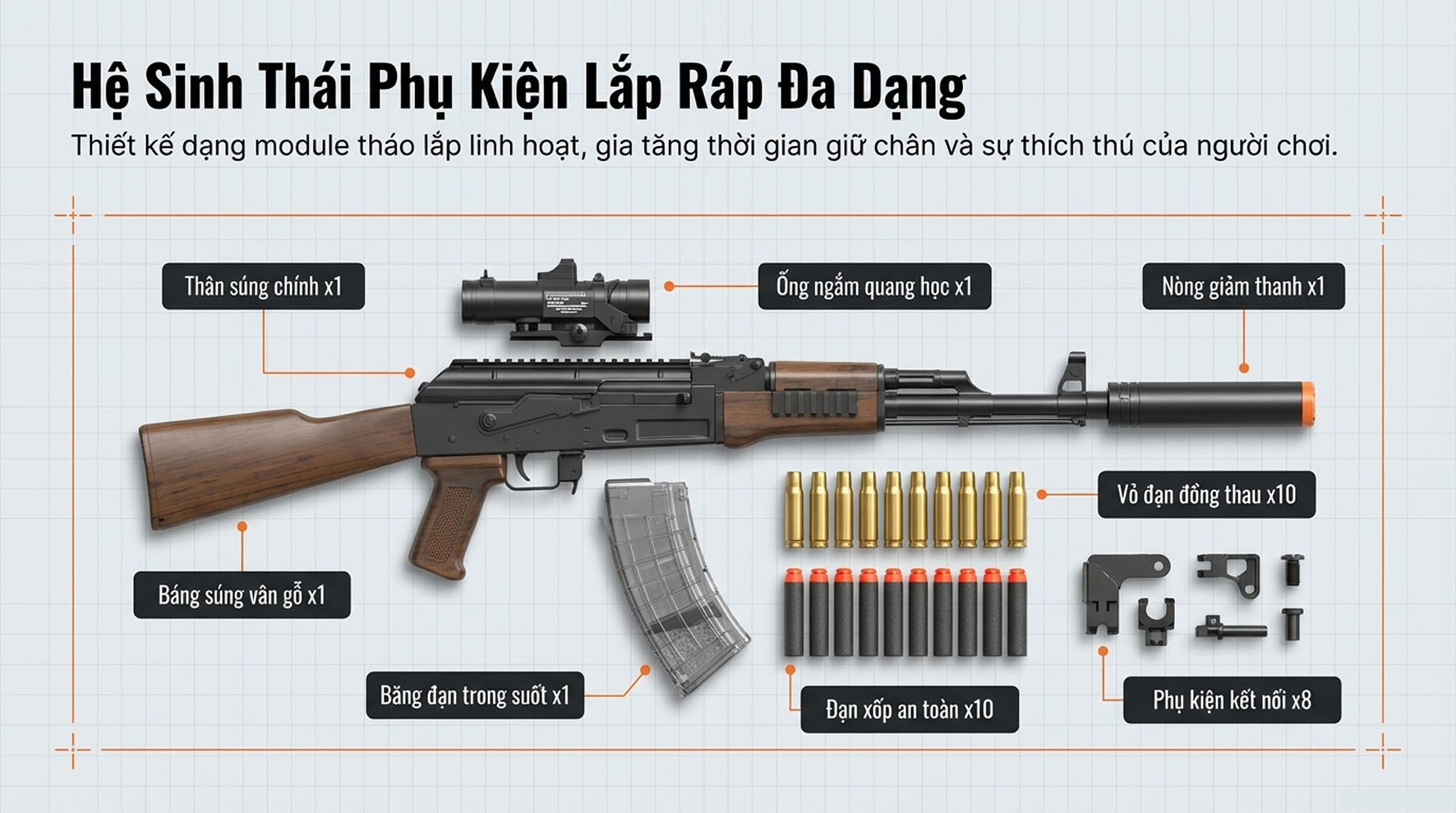 Đồ Chơi AK-47 K50: Mô Hình Đạn Xốp An Toàn