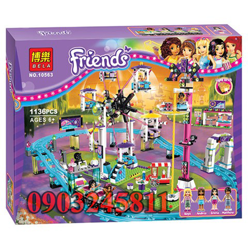 Đồ chơi Lego Friends Công viên giải trí tầu lượn siêu tốc 1136 chi tiết - BELA 10563