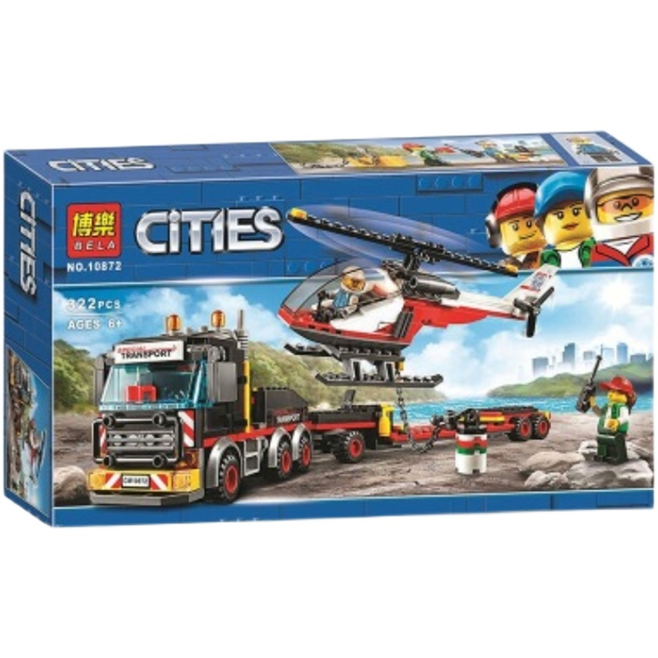 Lắp ráp Lego City Xe Vận chuyển Trực Thăng Heavy Cargo Transport 322 miếng ghép - BELA 10872
