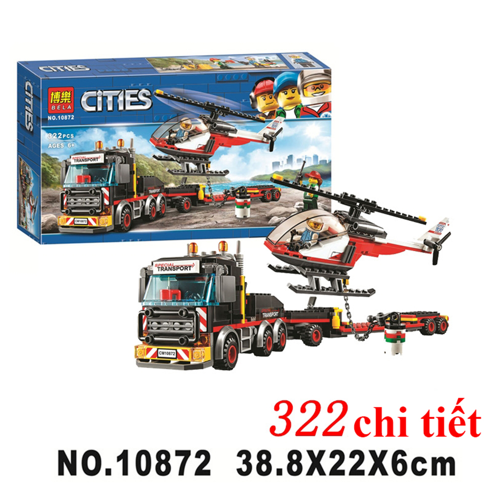 Lắp ráp Lego City Xe Vận chuyển Trực Thăng Heavy Cargo Transport 322 miếng ghép - BELA 10872