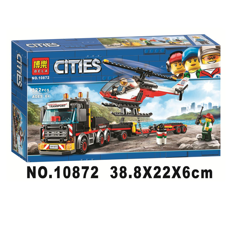 Lắp ráp Lego City Xe Vận chuyển Trực Thăng Heavy Cargo Transport 322 miếng ghép - BELA 10872