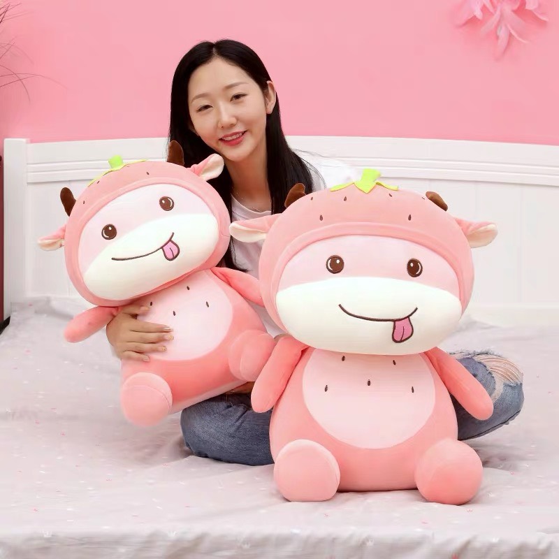 Bò hoa quả nhồi bông nhung mềm mại 1