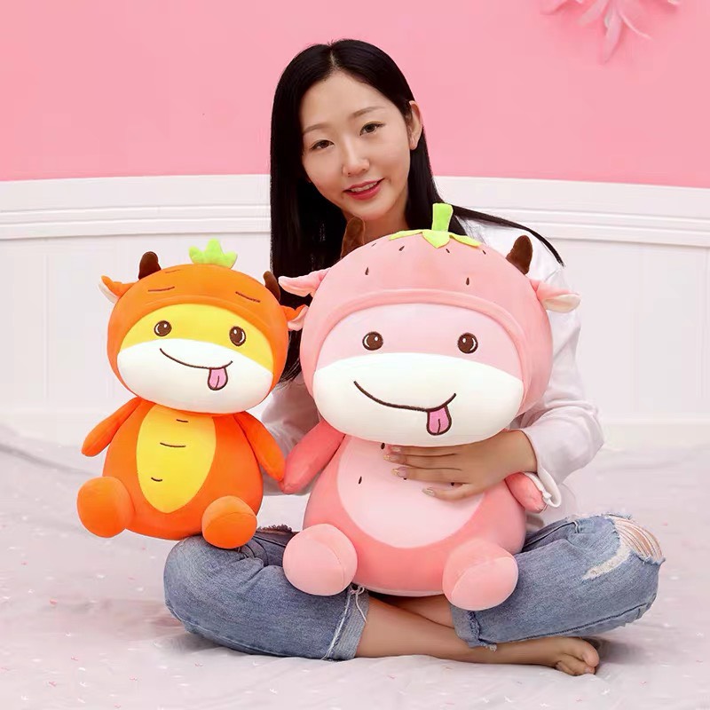 Bò hoa quả nhồi bông nhung mềm mại 3