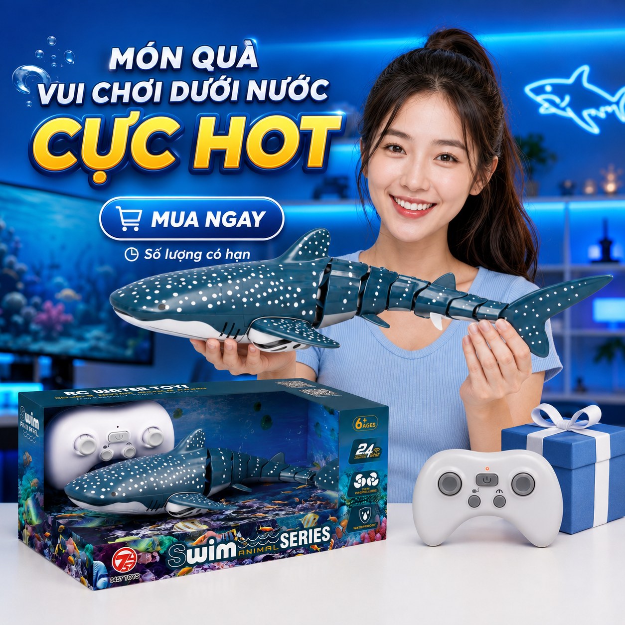 Đồ chơi cá voi điều khiển dưới nước