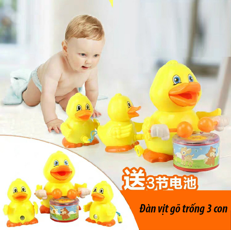 Đồ chơi đàn vịt mẹ con đánh trống phát nhạc-  4422