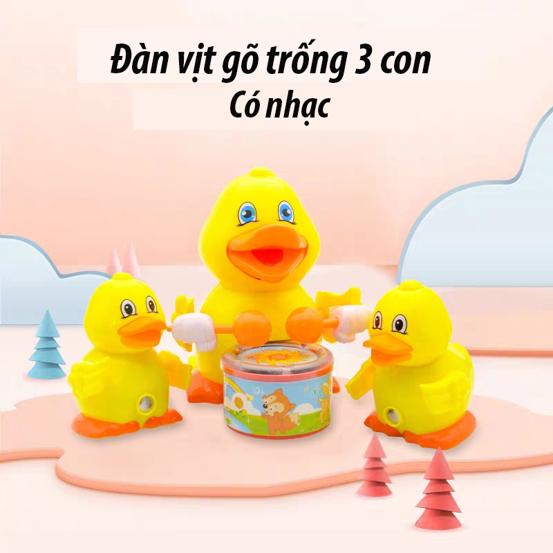 Đồ chơi đàn vịt mẹ con đánh trống phát nhạc-  4422