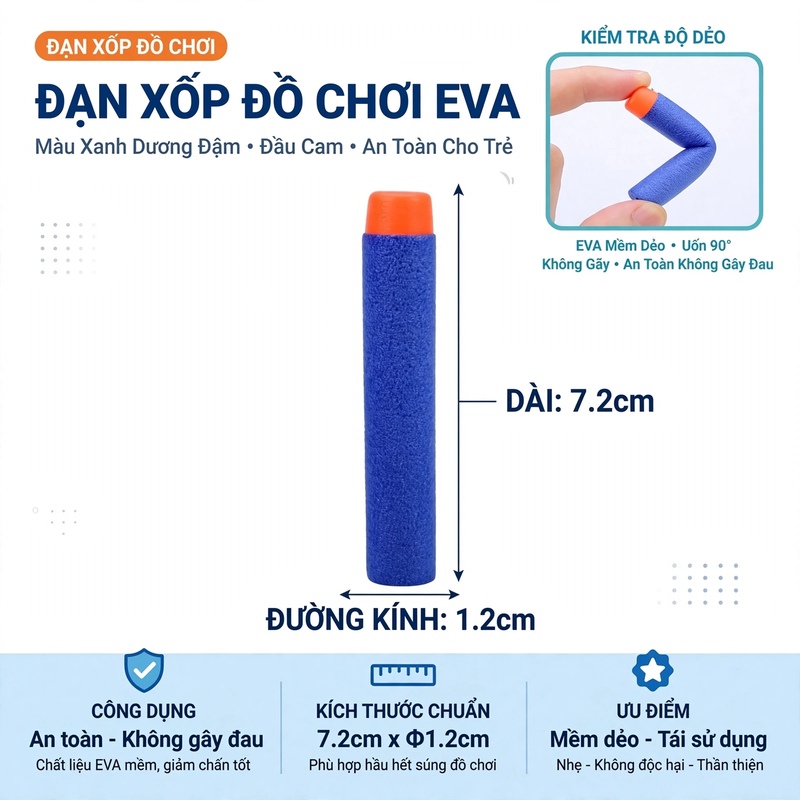 Đạn Xốp Cao Cấp Cho Súng Đồ Chơi – An Toàn, Siêu Dẻo, Tương Thích Mọi Dòng