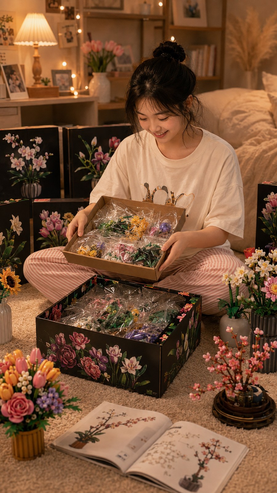 Đồ chơi lắp ráp mô hình hoa trang trí