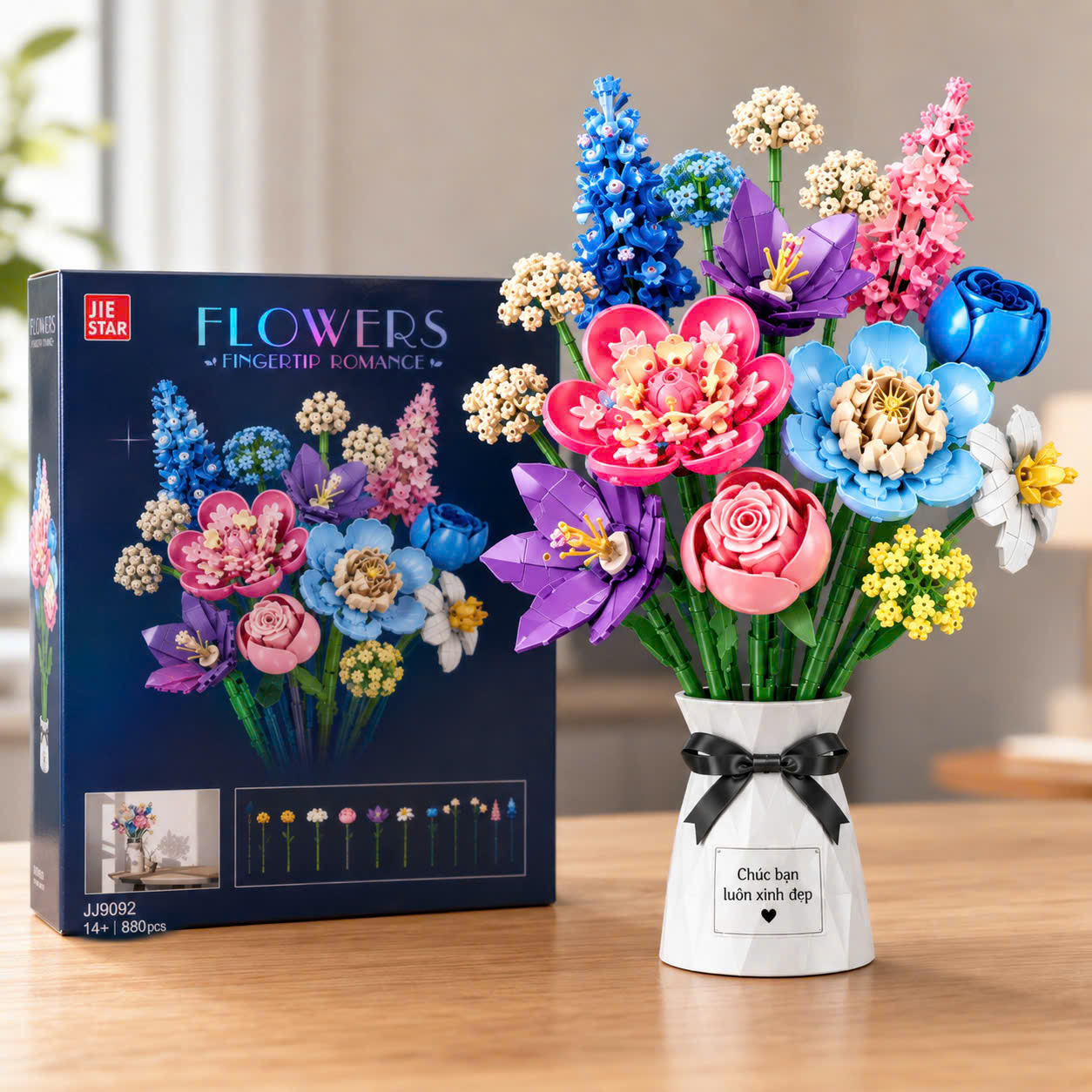 Copy of BỘ LẮP RÁP HOA TÍM JIE STAR PURPLE FLOWERS JJ9258 (624 CHI TIẾT)