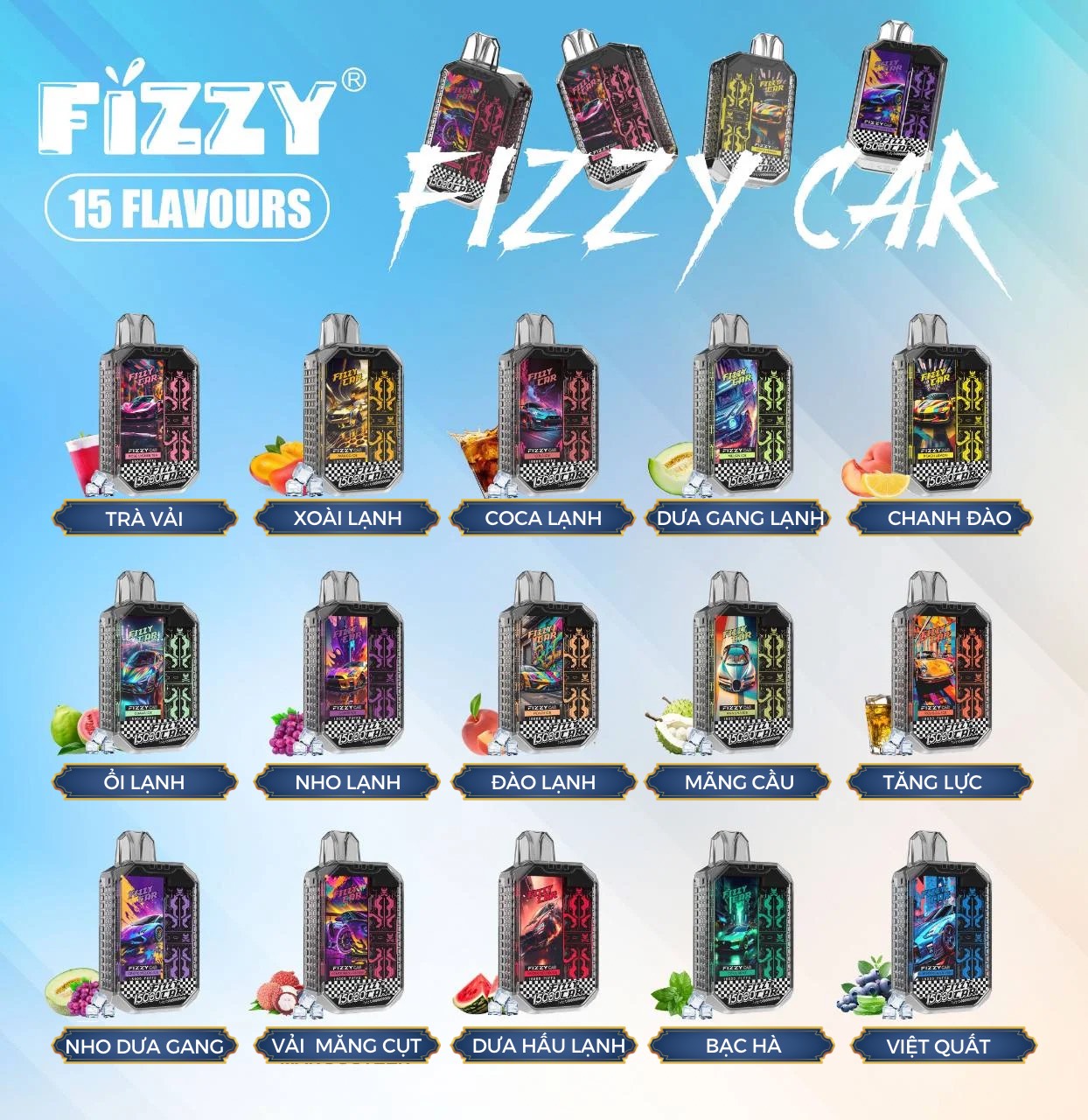 Fizzy Car dùng 1 lần 15000 hơi thở