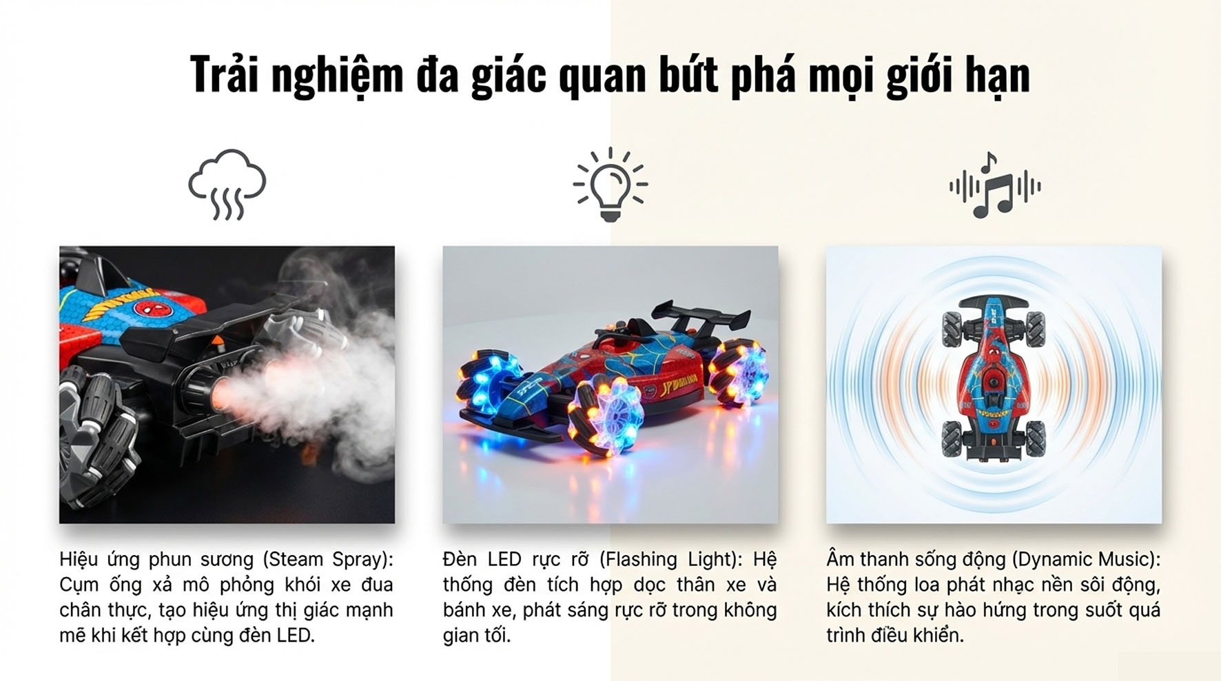 Xe Đua Điều Khiển Từ Xa Phun Khói Stunt Car – Siêu Phẩm Tốc Độ, Xoay 360 Độ