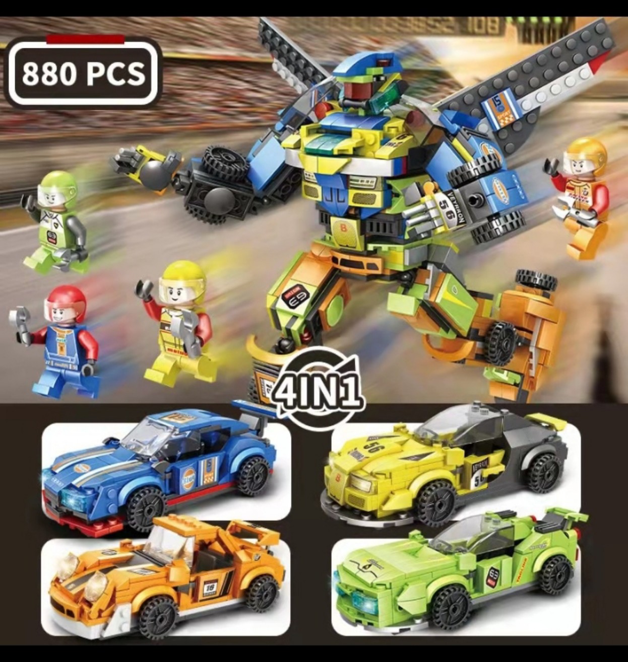 Lego xe thể thao Racing 4 trong 1 biến hình robot- 880 chi tiết