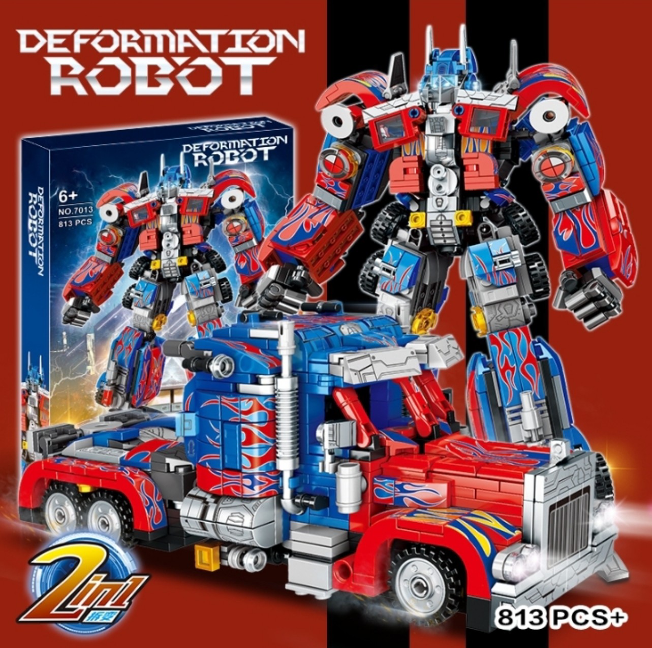 Lắp ráp lego Robot Biến Hình Optimus Prime 2 in 1 813 Mảnh - LEWAN 7013