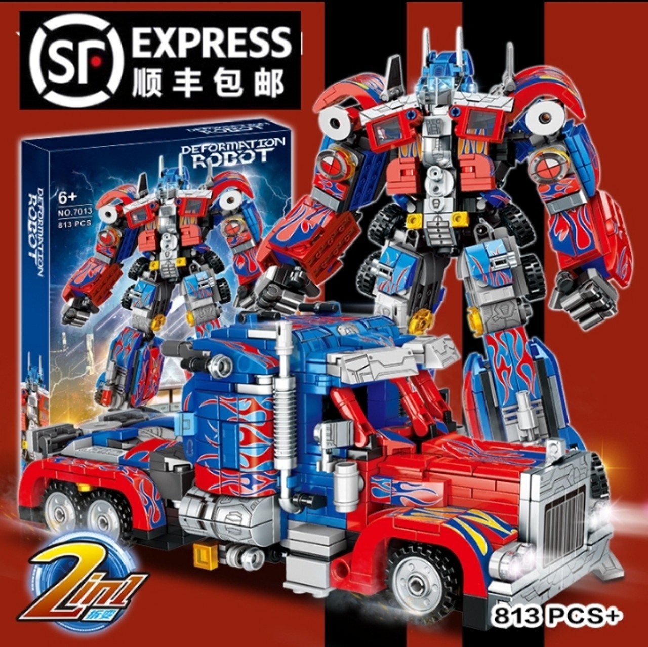 Lắp ráp lego Robot Biến Hình Optimus Prime 2 in 1 813 Mảnh - LEWAN 7013